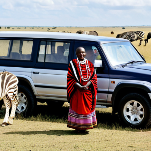 Home 17 **
A Kenyan family in traditional Maasai attire, fully clothed, standing in front of a safari vehicle in the Maasai Mara. Lions and zebras graze peacefully in the background. Safe for work, appropriate content, professional, modest, perfect anatomy, natural proportions, family-friendly.
**